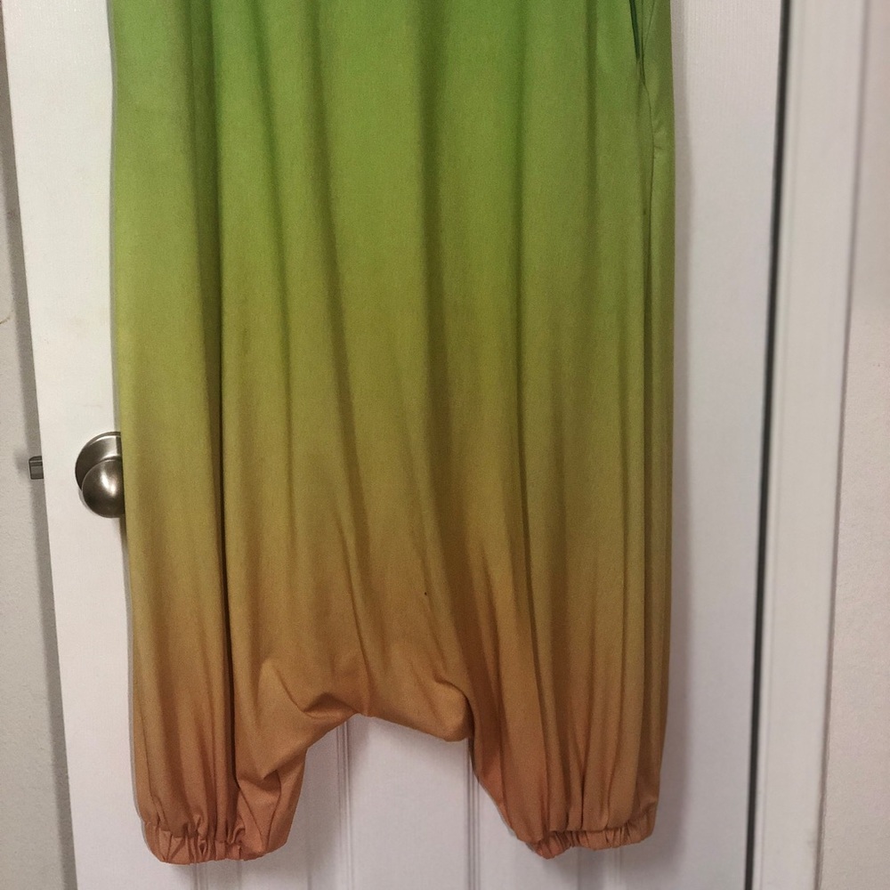 Green & Yellow Ombré Short-Sleeve Harem Jumpsuit - Picture 3 of 7
